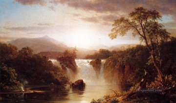風景 Painting - 滝のある風景 ハドソン川フレデリック・エドウィン教会